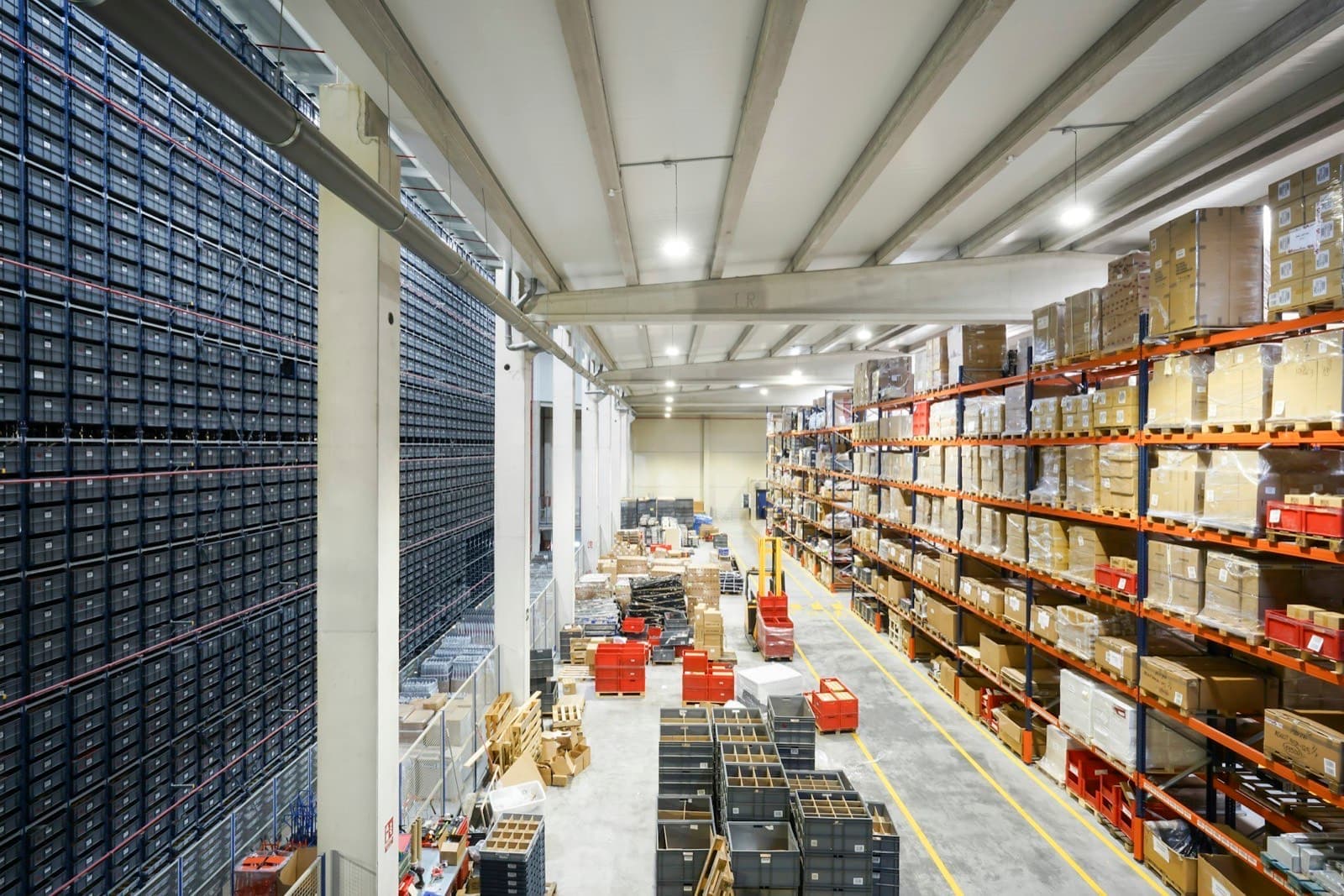 Racked industrial warehouse interior